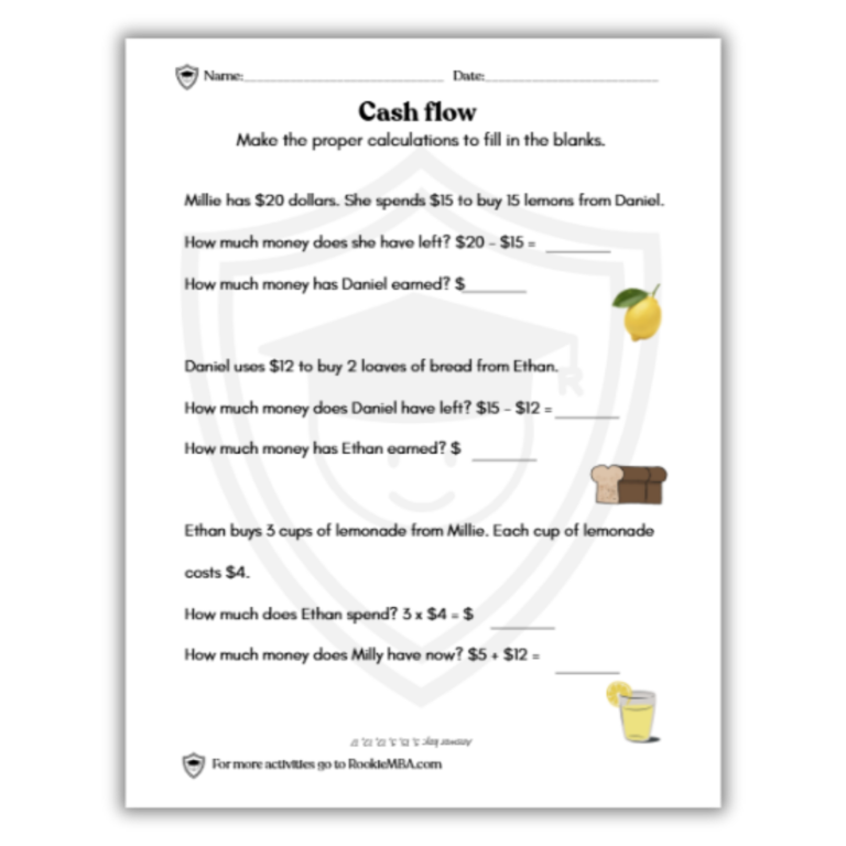 Kid’s Cash Flow Worksheet for Kindergarten & Grade 1 (A Simple Way to Teach Money Skills)