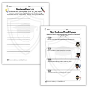 Business Plan for kids printable