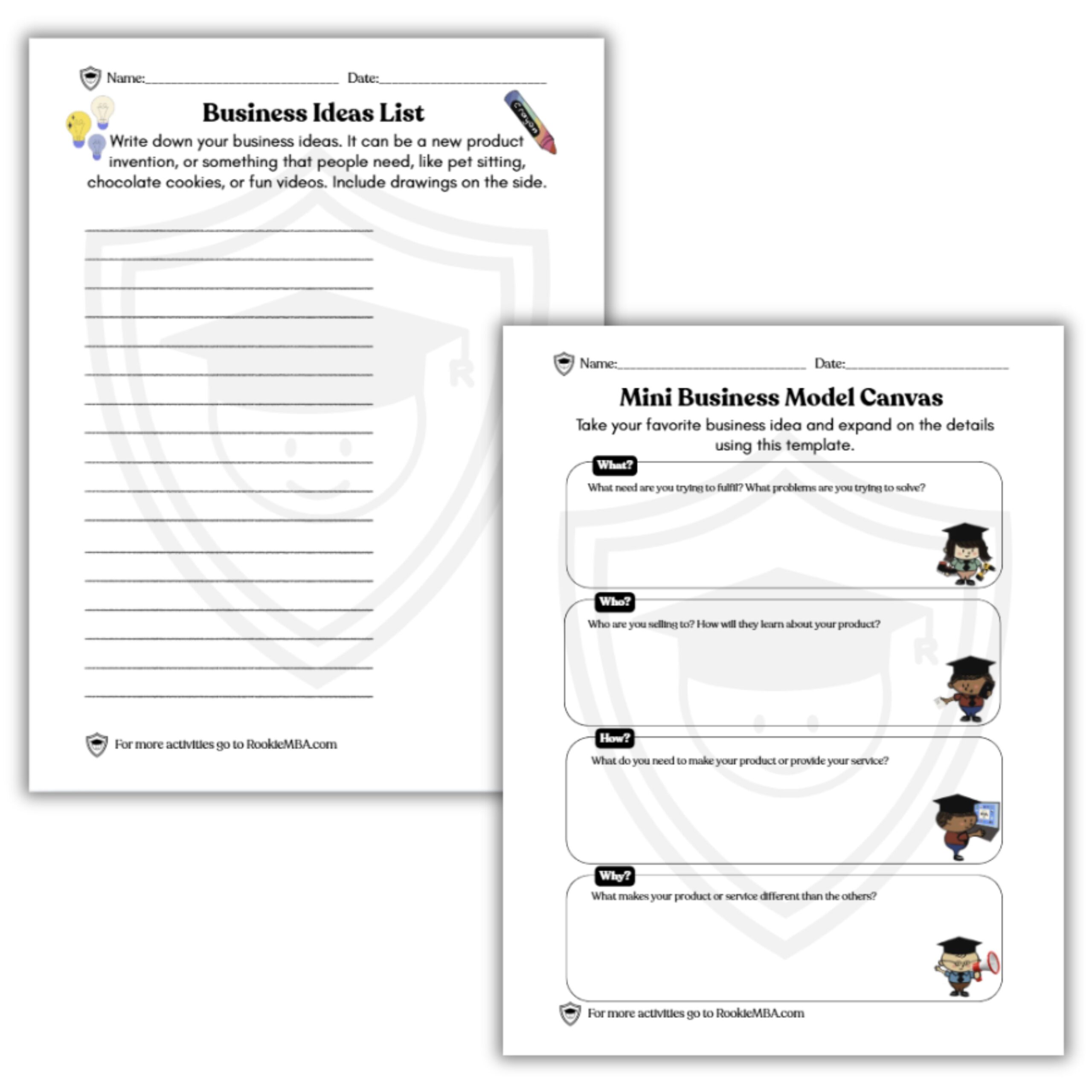 Business Plan for kids printable