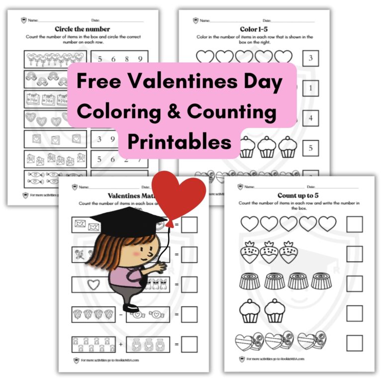 Valentine’s Day math worksheets for kids