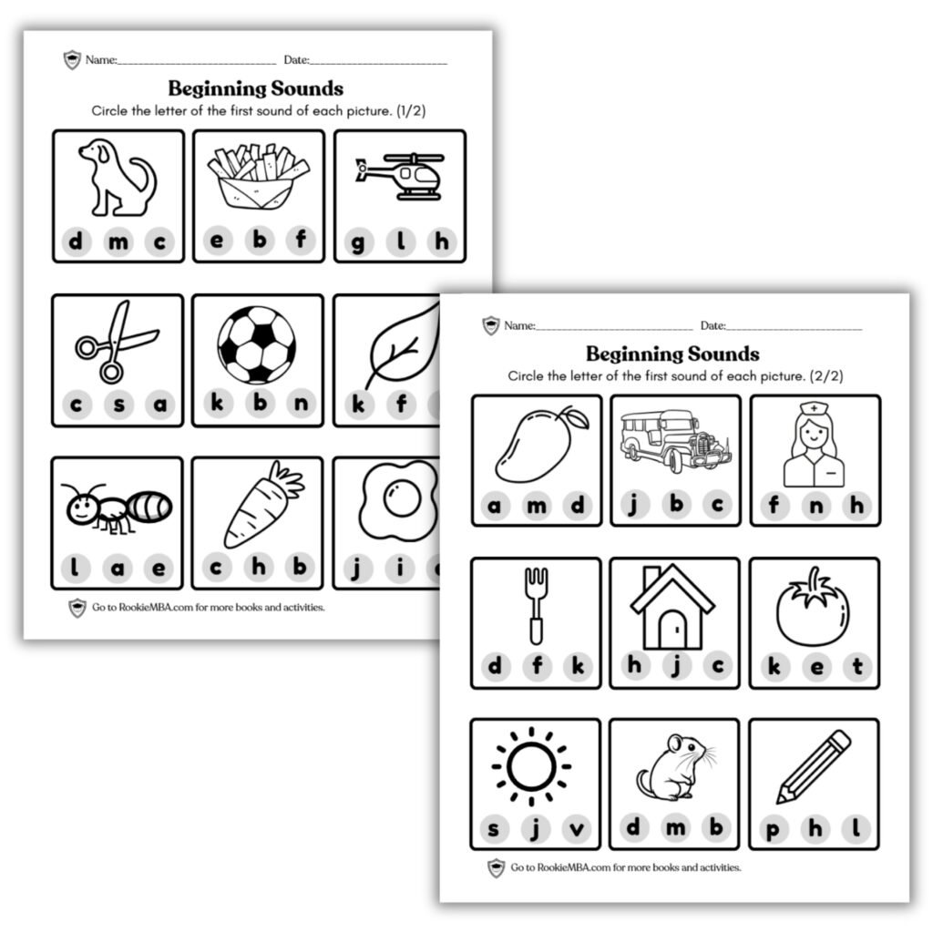 Beginning Sounds Printable