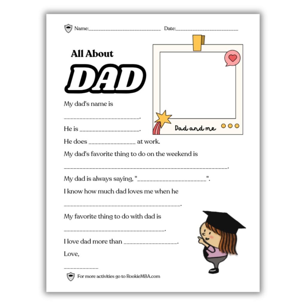 All About Dad Fathers Day Printable