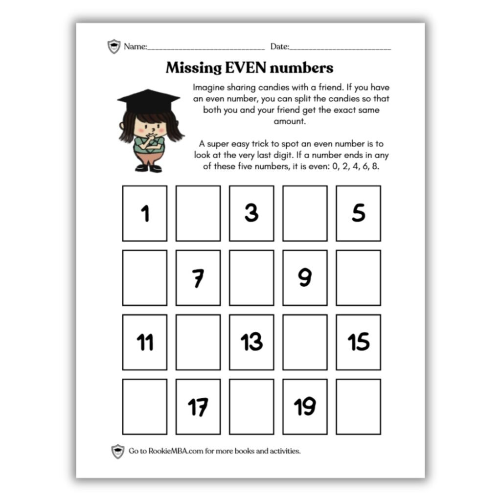Missing EVEN Numbers Printable